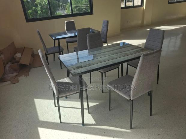 Fabric Chair Dinning Top Glass Table - thumbnail 2