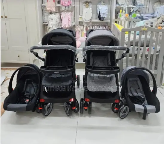 Unique 3 in 1 Stroller Set With Reversible Handle-Black