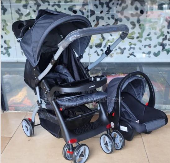Unique 3 in 1 Stroller Set With Reversible Handle-Black - thumbnail 2