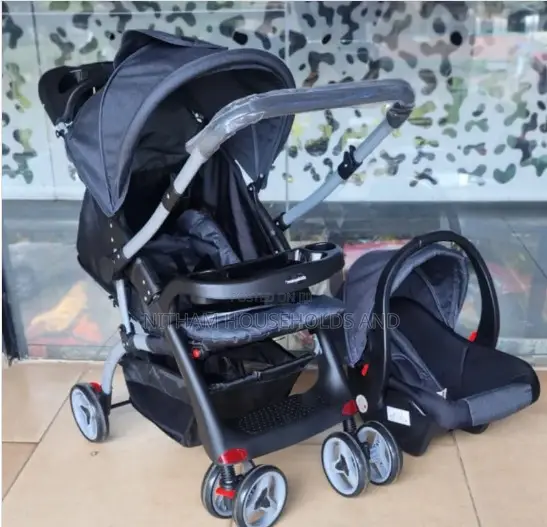 Unique 3 in 1 Stroller Set With Reversible Handle-Black