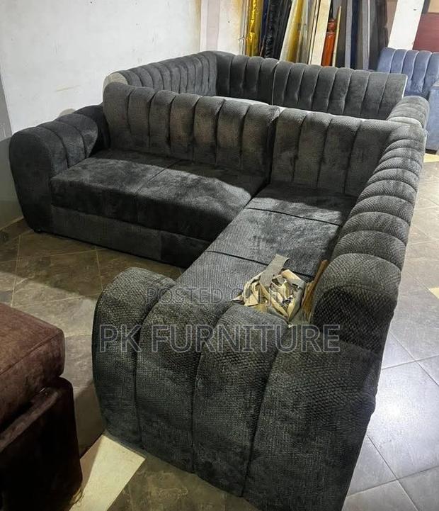 Large Dark Grey L-Shaped Sectional Sofa
