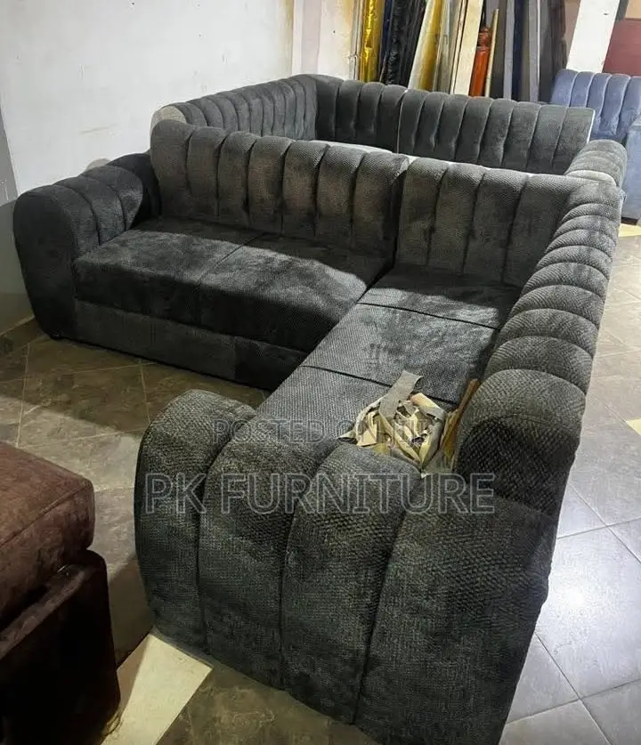 Large Dark Grey L-Shaped Sectional Sofa