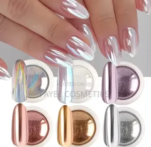 6pcs Chrome Mirror Nail Powder Set – Gold, Silver Holographic