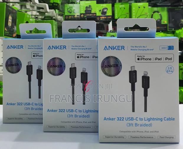 Anker A81b6h11 322 *3ft Usb C to Lightning Braided Cable