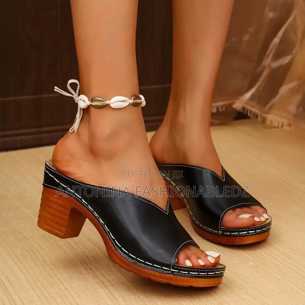 Ladies Comfortable Open-Toe-Chunky Heel Wedge - thumbnail 3