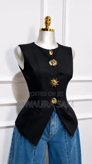 Black Elite Fashion Sleeveless Blazer