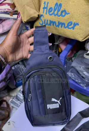 Black With Navy Blue Puma Unisex Shoulder Crossbody Sling Chest Bags