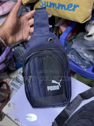 Black With Navy Blue Puma Unisex Shoulder Crossbody Sling Chest Bags