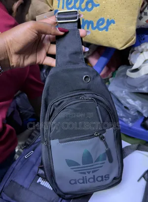 Black and Gray Adidas Unisex Shoulder Crossbody Sling Chest Bags