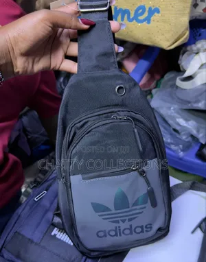 Black and Gray Adidas Unisex Shoulder Crossbody Sling Chest Bags