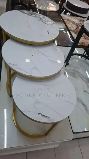 Executive Luxurious 3 in 1 Pure Marble Stone Coffee Nesting Table Set