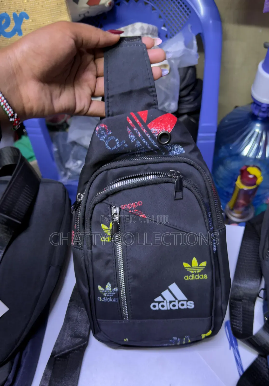 Black Coloured Adidas Unisex Shoulder Crossbody Sling Chest Bags