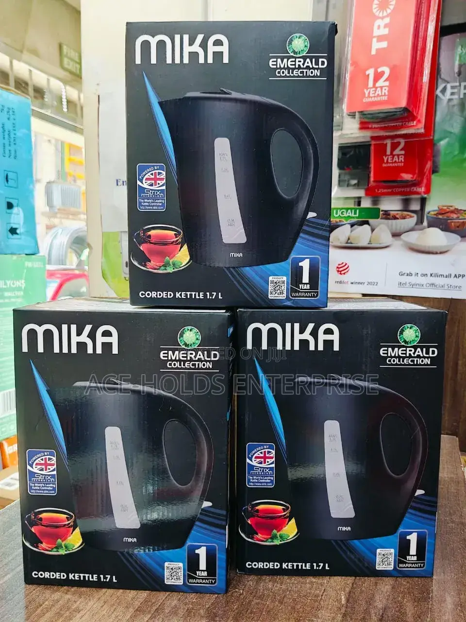Mika Electric Corded Water Kettle 1.7 Litres (Black)