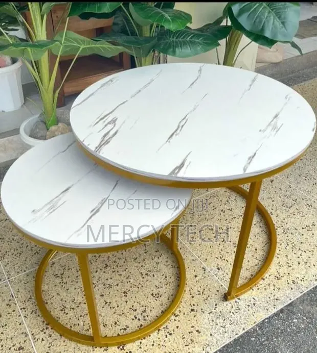 White Nesting Coffee Table Marble Effect