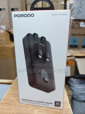 Porodo 20000mah Fast Charging Powerbank With Pd 22.5w Integrated Cable