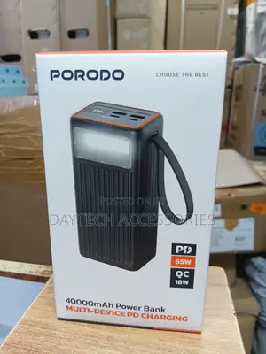 This Is a Porodo 40,000mah Power Bank High-Capacity Portable Charger.