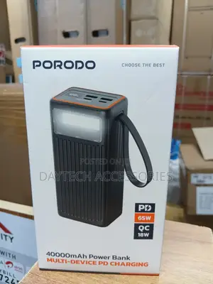 This Is a Porodo 40,000mah Power Bank High-Capacity Portable Charger.