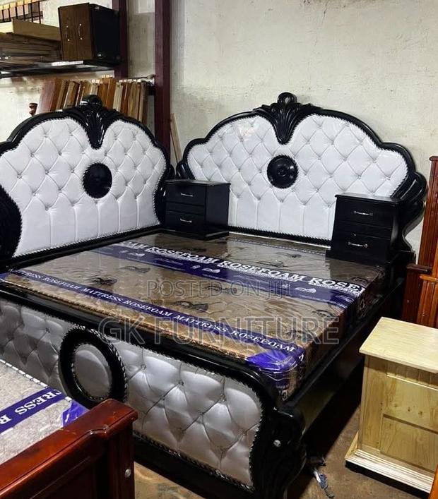 Black and White Upholstered Bed Set