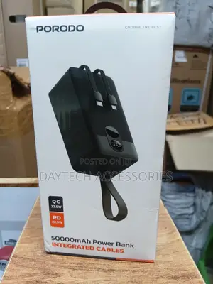 Porodo 50000mah Power Bank Integrated Cables Black Pb059 Pd-Pbfch061bk