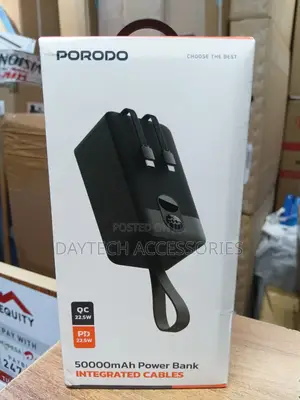 Porodo 50000mah Power Bank Integrated Cables Black Pb059 Pd-Pbfch061bk