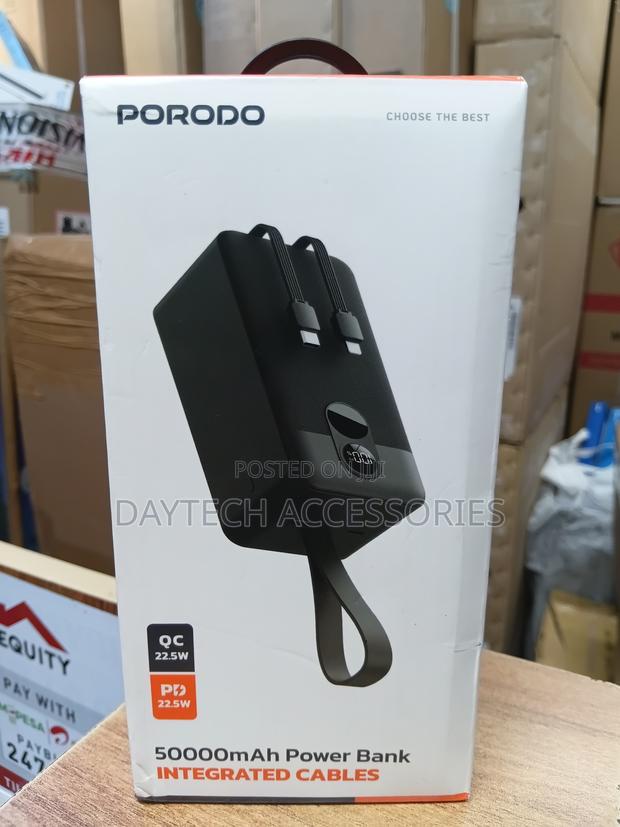 Porodo 50000mah Power Bank Integrated Cables Black Pb059 Pd-Pbfch061bk - thumbnail 3