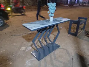 Console Table White Grey Marble Top