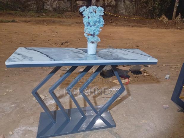 Console Table White Grey Marble Top - thumbnail 6