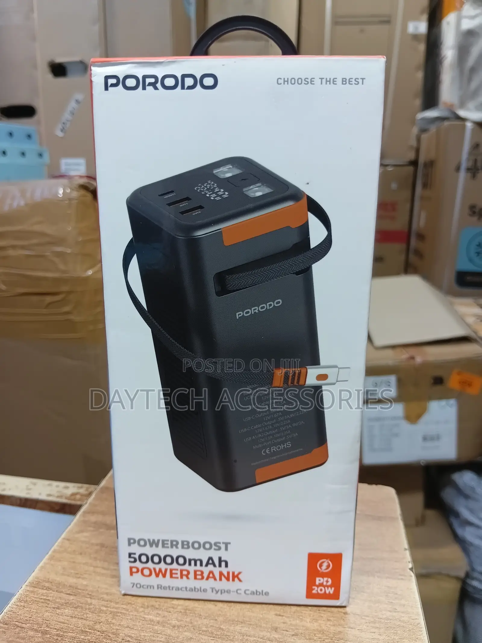 Porodo Power Boost 50000mah Power Bank Pd 20w - Black