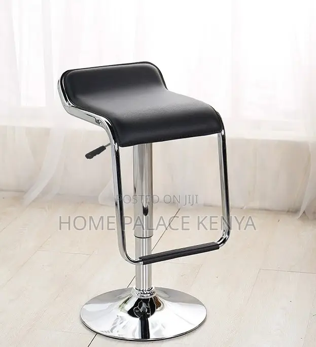 Bar Stool: Rotating Leather Stool With Footrest