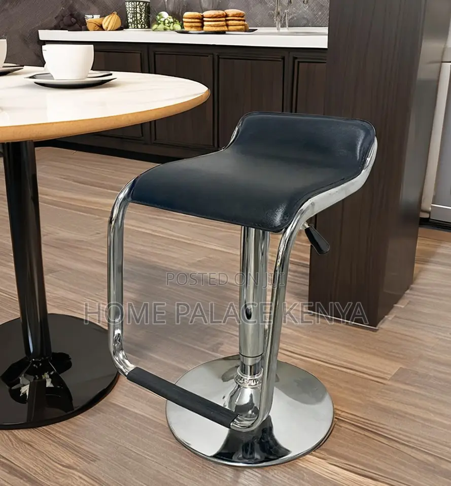 Bar Stool: Rotating Leather Stool With Footrest