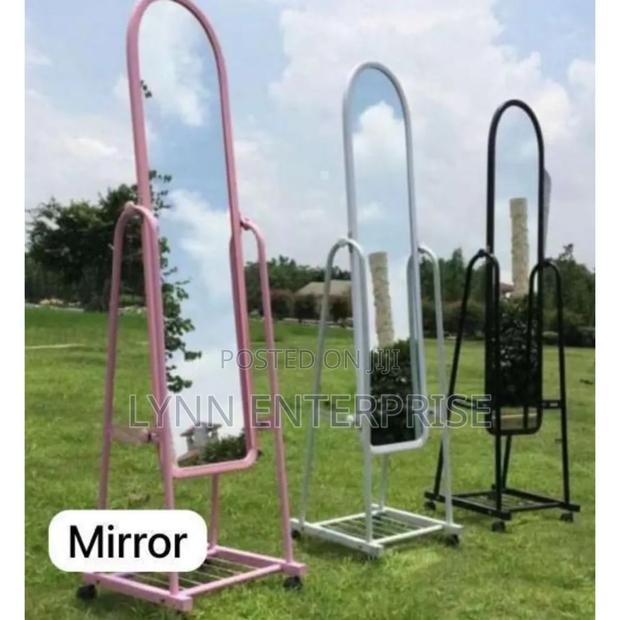 Executive Dressing Mirror With Wheels and Storage Rack