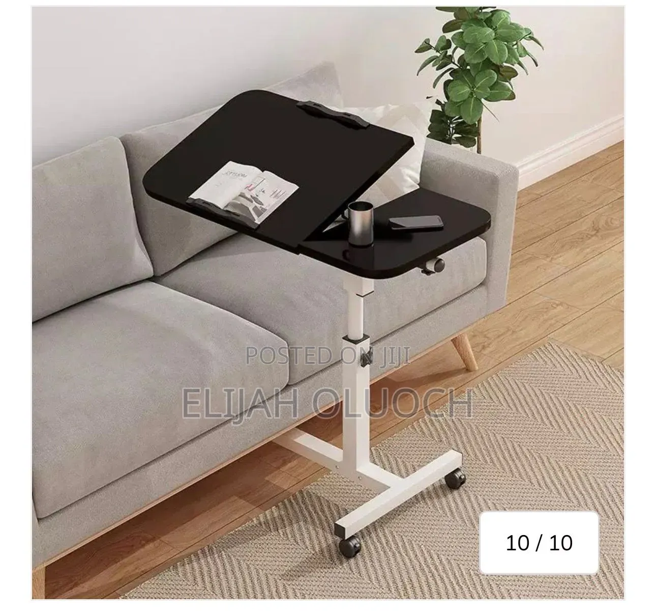 Adjustable Overbed Laptop Table With Wheels Rolling Bedside Desk