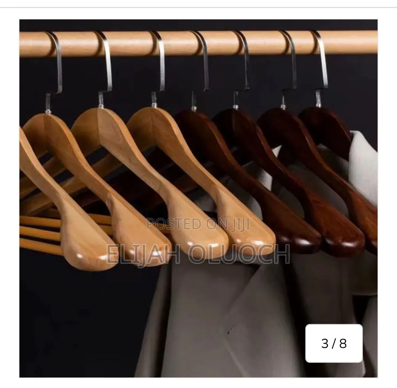 Wooden Suit Clothes Hangers With Non Slip Pants Bar (10 Pack)