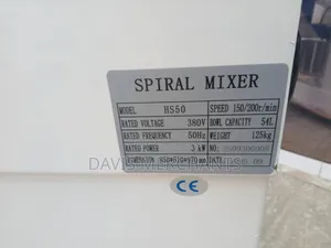 Spiral Mixer Bowl Capacity 54l 125kg Commercial Grade.