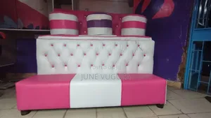 Pink White Buttoned Salon Manicure/Pedicure Chair - Custom Made