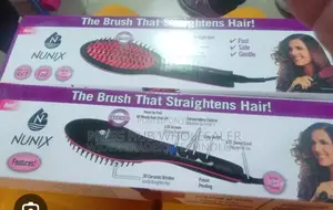 Nunix 2-in-1 Fast Hair Straightening Brush Ceramic Hot Comb (450°F)