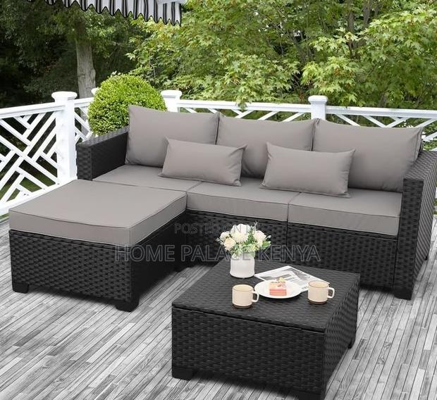 Rattan Sofa: L Shaped Rattan Upholstered Sofa - main view