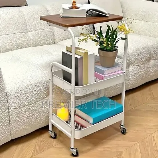 42*30x76cm Wooden Top Double Mesh Trays Trolley Rack