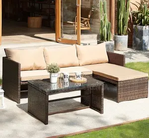 Rattan Sofa: L Shaped Rattan Upholstered Sofa