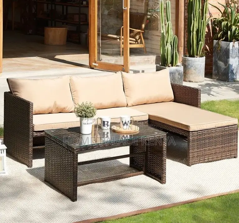 Rattan Sofa: L Shaped Rattan Upholstered Sofa