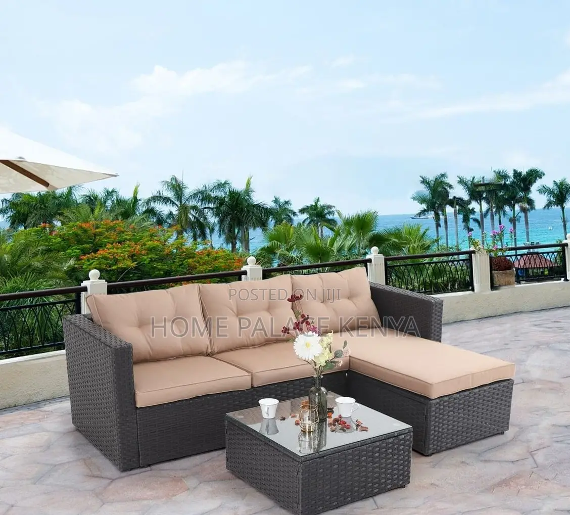 Rattan Sofa: L Shaped Rattan Upholstered Sofa