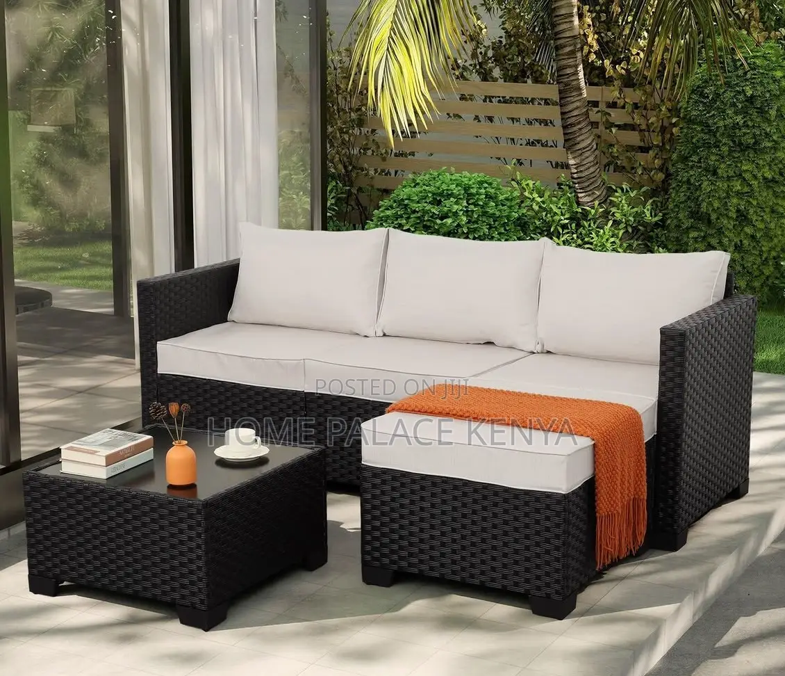 Rattan Sofa: L Shaped Rattan Upholstered Sofa