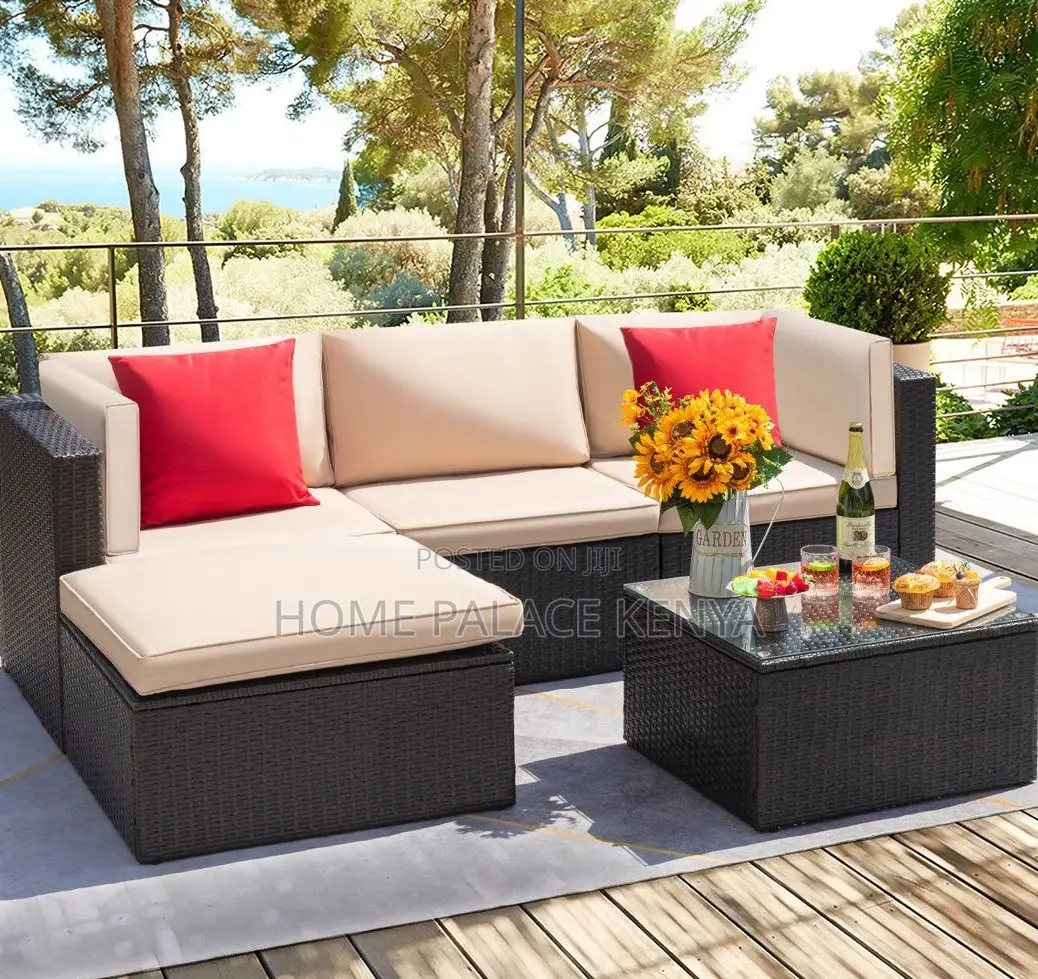 Rattan Sofa: L Shaped Rattan Upholstered Sofa