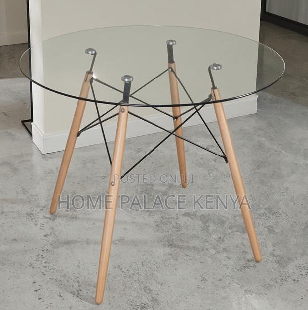 Dining Table: Modern Clear Glass Dining Table Eames Style