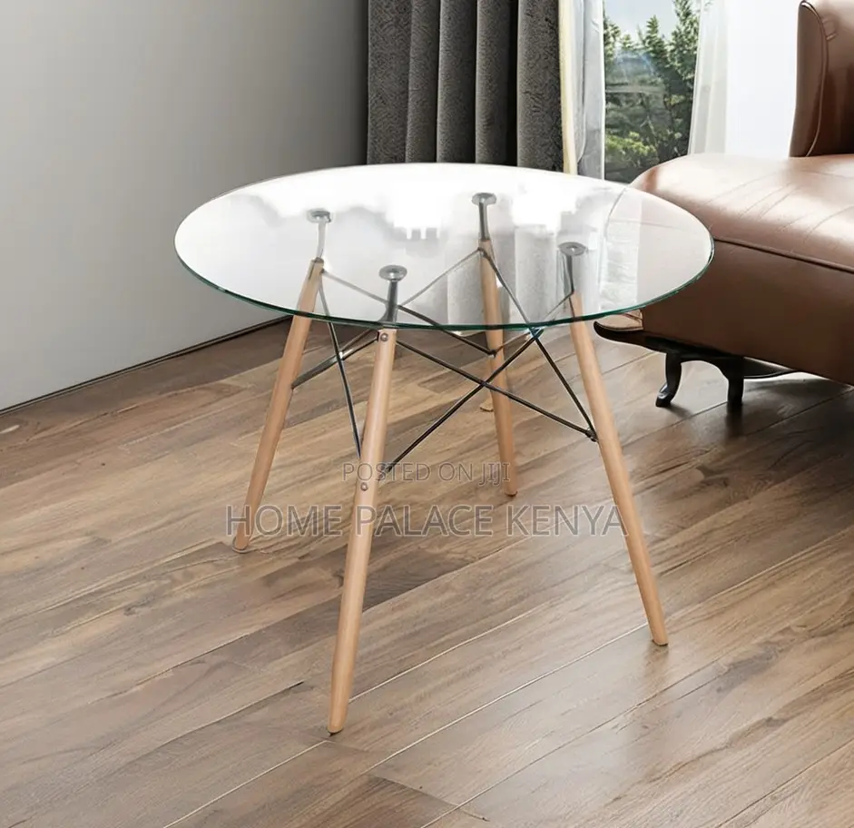 Dining Table: Modern Clear Glass Dining Table Eames Style