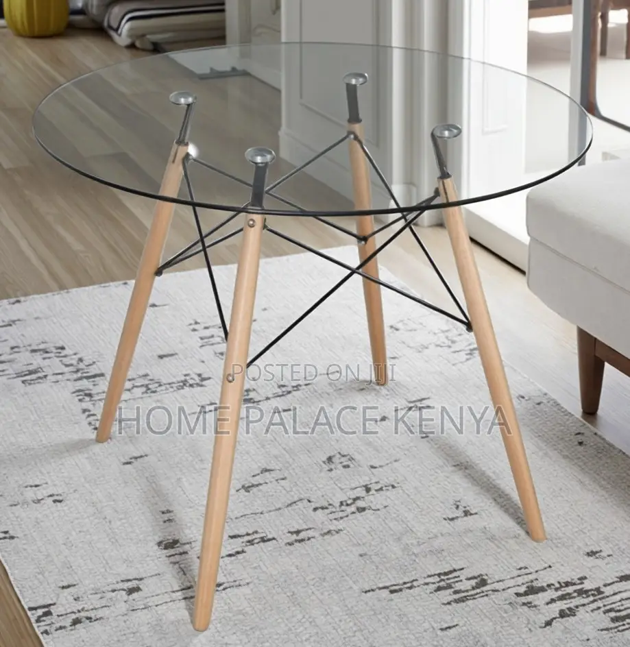 Dining Table: Modern Clear Glass Dining Table Eames Style