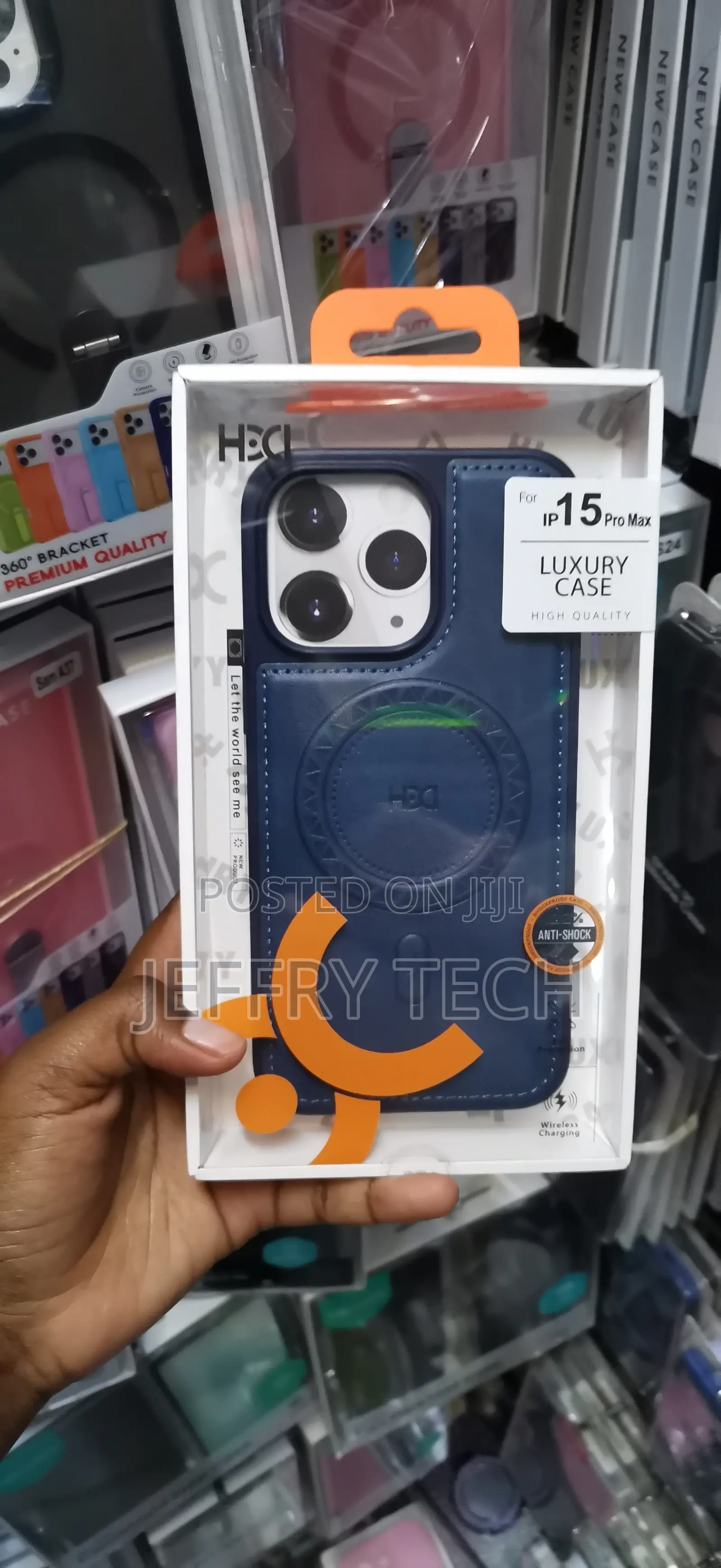 iPhone 15 Pro Max Blue HDC Luxury Magsafe-Compatible Case