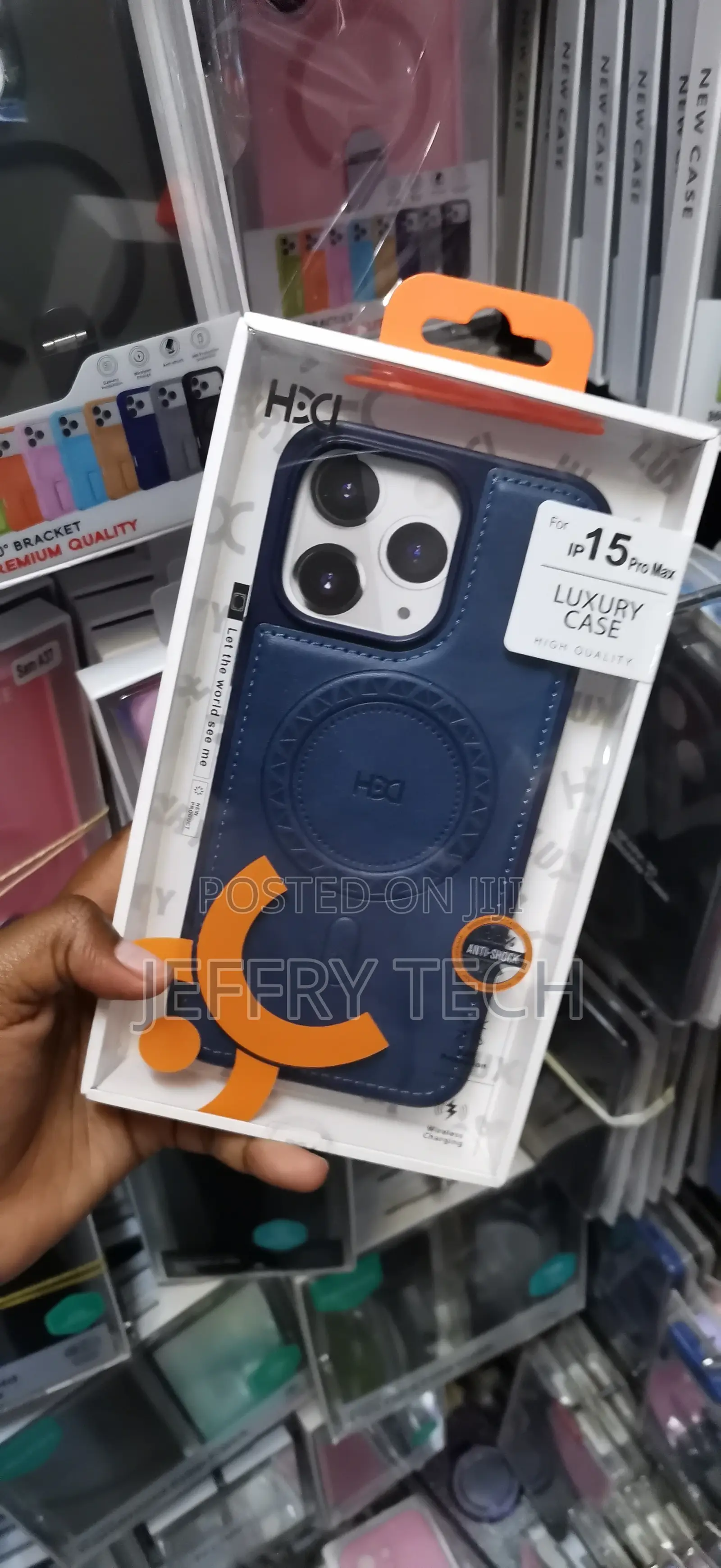 iPhone 15 Pro Max Blue HDC Luxury Magsafe-Compatible Case