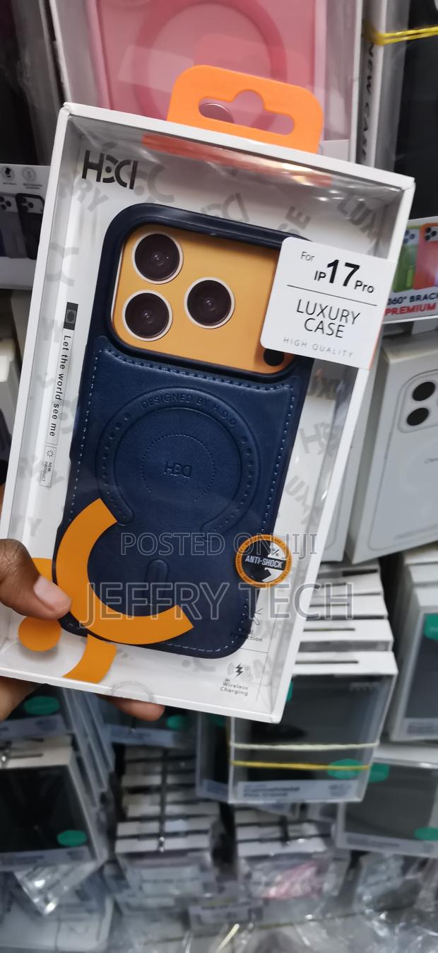 iPhone 17 Pro,Case- Navy Blue and Orange Leather Finish. - thumbnail 2