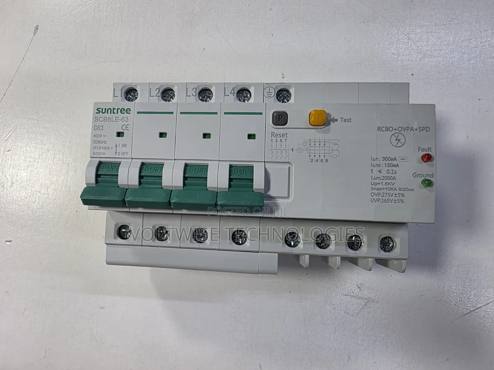Suntree 63a 4 Pole Rcbo + SPD + Over/Under Voltage Protection Device